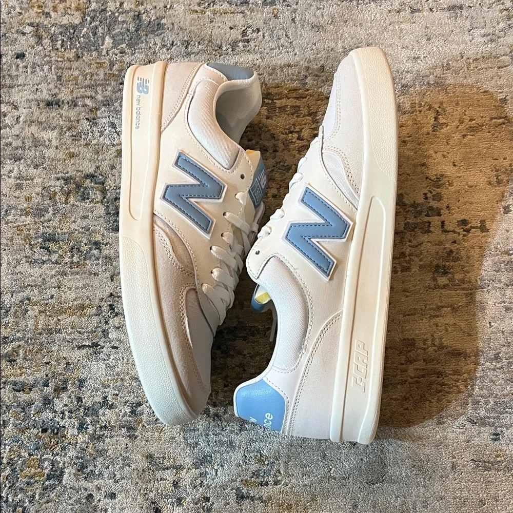 New Balance Men's Cream and Blue Sneakers - Picture 4 of 7